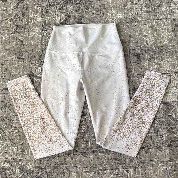 BuffBunny Womens High Rise Rose Gold Speckled Leggings White Sz S - Picture 1 of 6